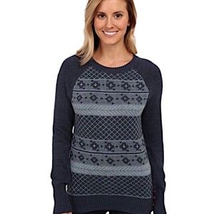 Prana Ramona Fair Isle Nordic Sweater Cotton Wool Blend